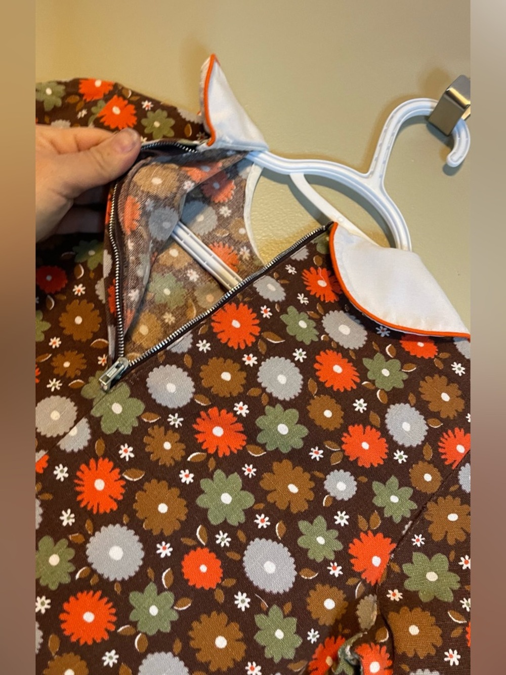 Vintage Handmade Peter Pan Collar Retro Floral Mini Dress - Picture 10 of 11
